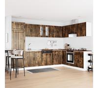 Meuble De Cuisine Vidaxl """"Lucca"""" Avec Double Bacs En Chêne Fumé En Bois D'ingénierie