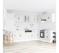 Meuble De Cuisine Vidaxl """"Lucca"""" Avec Double Évier En Bois Blanc Blanc