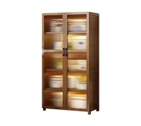 Meuble de cuisine vintage en bambou avec porte et étagères pour le rangement dans la cuisine, la salle à manger ou le salon 60 x 31 x 100/130/160 cm
