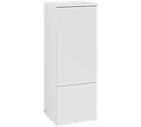 Meuble de hauteur moyenne Villeroy & Boch Antao L44100GF avec éclairage, 1 porte, 414 x 1039 x 356 mm, façade texturée, laque blanche brillante / laque blanche brillante