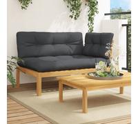 vidaXL Canapé d'angle Palette de Jardin et Coussins Bois Acacia Massif