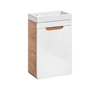 Meuble de lavabo 40 cm Aruba blanc avec lavabo inclus, Meuble de lavabo à suspendre, couleur blanc brillant, meubles de salle de bain modernes