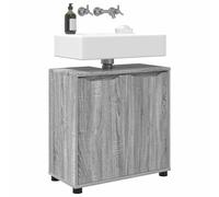 Meuble de lavabo 60 x 30 x 60 cm, gris Sonoma, en bois résistant à l'humidité, avec 2 étagères réglables en hauteur et 2 portes, meuble de salle de bain moderne pour un espace de rangement bien rangé