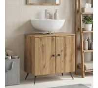 Meuble de lavabo Breda Artisan en chêne 59,5 x 31,5 x 59 cm | Résistant à l'humidité, porte réversible, compartiments spacieux, profil fin, motif linéaire