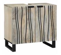 Meuble de lavabo de salle de bain - vidaXL - Blanc - 62x33x58 cm - Bois d'ingénierie - Pieds en fer - 2 étagères