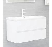 Meuble de lavabo en bois d'ingénierie blanc 80 x 38,5 x 45 cm avec 1 tiroir, armoire de rangement robuste pour salle de bain, design élégant avec lignes épurées et nettoyage facile, idéal