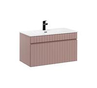 Meuble de lavabo Iconic Rose 100 cm, suspendu, plan de travail inclus, couleur rose mat