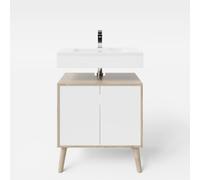 Meuble de lavabo Morena Blanc avec décor chêne