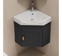 Meuble de lavabo mural avec évier noir 43 cm robinet chaud et froid de 43 cm, rangement spacieux pour salle de bain et cuisine, design moderne et élégant.