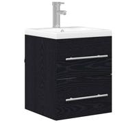 Meuble de lavabo mural - vidaXL - Chêne Noir - 41x38,5x48 cm - Bois reconstitué et céramique - Rangement avec tiroir