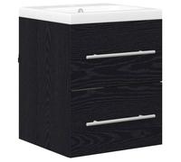 Meuble de lavabo mural - vidaXL - Noir - 42x39x52 cm - Bois reconstitué et céramique - Avec tiroir - Avec miroir