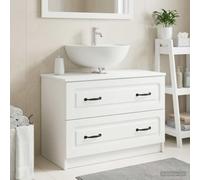 Meuble de lavabo Utrecht - Blanc - 82 x 41 x 56 cm - En bois | Résistant à l'humidité, poignées en D, portes à 90 degrés, tiroirs, étagères, pour petites salles de bain