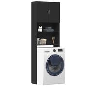vidaXL Meuble de Machine à Laver Noir 64x24x190 cm Bois d'ingénierie, Armoire à Linge, Armoire à Lave-Linge, Armoire de Salle de Bain, Armoire à Linge