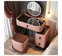 Meuble de maquillage moderne avec miroir lumineux, tiroirs et armoire de 70 cm de hauteur, coiffeuse élégante pour chambre à coucher, maison et salon de beauté