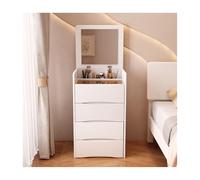 Meuble de maquillage moderne blanc avec tabouret pliable en bois pour chambres et dressings - Design élégant et fonctionnel - Économie d'espace - Modèle non léger