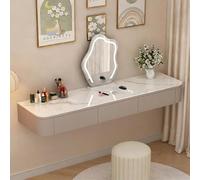 Meuble de maquillage mural flottant avec tiroirs, commode moderne peu encombrante pour chambre à coucher ou salle de bain, entièrement assemblée, coins arrondis, facile à installer
