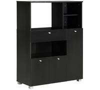 Meuble de micro-onde HOMCOM multi-rangements 2 placards 4 niches tiroir coulissant dim. 90L x 40l x 120H cm en bois noir