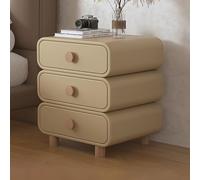 Meuble de Nuit, Table d'appoint 62 cm de Haut avec 3 Tiroirs en Grande Capacité et 4 Pieds en Pin, Assemblage sans Outils, Meuble de Chambre à Coucher Maison Intérieur, Moderne(Khaki,50cm)