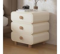 Meuble de Nuit, Table d'appoint 62 cm de Haut avec 3 Tiroirs en Grande Capacité et 4 Pieds en Pin, Assemblage sans Outils, Meuble de Chambre à Coucher Maison Intérieur, Moderne(Cream,40cm)