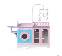 Olivia's Little World par Teamson Kids Table À Langer pour Poupon Et Poupée Crèche Jeu D'Imitation avec 4 Accessories, Chaise Haute Et Mobile pour Enfants Set De Jeu TD-13522A