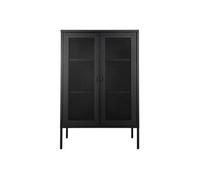 Meuble de Rangement 2 Portes Grillagées Acier Noir - LISMORE -