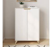 Meuble De Rangement 2 Portes Helsinki Scandinave Blanc Blanc