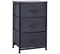 Meuble De Rangement 3 Tiroirs Chiffonnier Dim. 45l X 30l X 71h Cm Métal Mdf Non Tissé Noir Noir