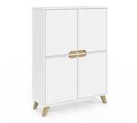 Meuble De Rangement 4 Portes Helsinki Scandinave Blanc Blanc