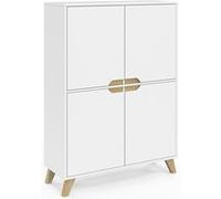 IDMarket Meuble de rangement Helsinki 4 portes scandinave Blanc
