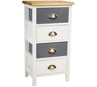 PATTY - Meuble de Rangement 4 Tiroirs en Pin Teinté Gris et Blanc Plateau Naturel - Altobuy Blanc