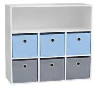 Meuble de rangement 6 paniers 1 niche pour chambre enfant - Bleu Gris - Garçon
