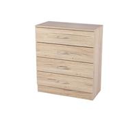 Toilinux - Meuble de rangement à 4 tiroirs Pratik - Hauteur 70 cm - Bois clair