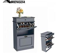 Meuble de Rangement à Chaussure-MENGDA-pour Entrée-2 Portes et 1 Tiroirs- grande capacité de rangement-82×52×23cm-Gris