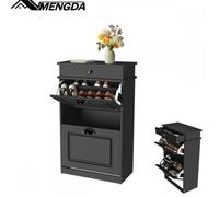 Meuble de Rangement à Chaussure-MENGDA-pour Entrée-2 Portes et 1 Tiroirs- grande capacité de rangement-82×52×23cm-Noir