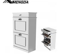 Meuble de Rangement à Chaussure-MENGDA-pour Entrée-2 Portes et 1 Tiroirs- grande capacité de rangement-82×52×23cm-Blanc