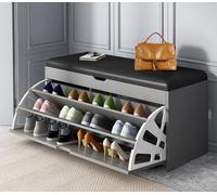 Meuble de rangement à chaussures avec coussin en cuir - Tabouret autonome en forme de seau pour entrée, couloir, placard et chambre à coucher - Élégante étagère à chaussures de rechange (80h 1)