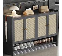 Meuble de rangement à chaussures en bambou avec compartiment caché et crochets pour couloir - Organiseur élégant, design peu encombrant pour entrée et vestiaire