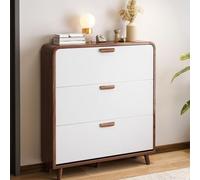 Meuble de rangement à chaussures en bois à 3 niveaux, armoire à chaussures rabattable pour couloirs, organisateur de chaussures étroit, meuble à chaussures mince, unité en bois pour entrée, chambre à