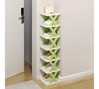 Meuble de rangement à chaussures - Étagère multicouche à 5 niveaux - Placard autonome pour couloir, buffet haut en rotin, design peu encombrant pour les petits espaces