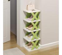 Meuble de rangement à chaussures - Étagère multicouche à 5 niveaux - Placard autonome pour couloir, buffet haut en rotin, design peu encombrant pour les petits espaces