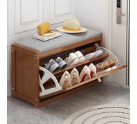 Meuble de rangement à chaussures fin en bambou avec tiroirs en rotin pour économiser de l'espace Organiseur à chaussures fermé pour entrée Étagère à chaussures marron élégante (taille : 50 x 25 x 45