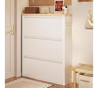 Meuble de rangement à chaussures mince avec 3 tiroirs rabattables - Entrée cachée autonome, étagère étroite peu encombrante pour couloir, derrière porte, blanc, L : 65 cm