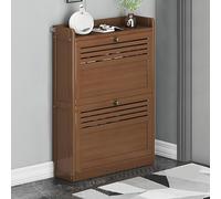 Meuble de Rangement à Chaussures Mince et Autonome - Rangement caché pour entrée, Chambre, Couloir, Salon - Étagère à Chaussures étroite en Bois Brun (27,5" x 6,7" x 41,3") (Marron