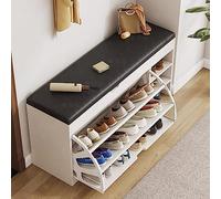 Meuble de rangement à chaussures moderne - Banc élégant pour entrée, couloir et chambre à coucher - Unité de rangement peu encombrante avec portes rabattables pour un accès facile