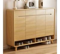 Meuble de rangement à chaussures moderne en bois massif avec 3 tiroirs, étagère d'entrée autoportante pour couloir ou entrée, design élégant, 96,5 x 35,6 x 101,6 cm (L x l x H)