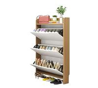 Meuble de rangement à chaussures moderne et fin avec portes cachées, étagère à chaussures élégante pour petits espaces, étagère à chaussures fermée pour entrée ou couloir, placard à chaussures étroit,