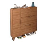 Meuble de rangement à chaussures moderne et fin en bois avec 3 tiroirs rabattables, organiseur à chaussures élégant pour entrée, salon, chambre à coucher, 120 x 18 x 120 cm, solution d'économie