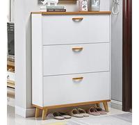 Meuble de rangement à chaussures moderne, meuble à chaussures avec trou de ventilation arrière, organiseur de rangement à chaussures en bois à 3 niveaux avec portes rabattables, meuble de rangement à