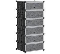 Meuble de rangement à chaussures modulable 6 casiers rectangulaires empilables noir blanc