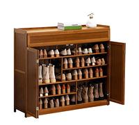 Meuble de rangement à chaussures multifonction en bambou - 40 paires d'étagères pour chambre à coucher, placard, entrée - Étagère à chaussures autoportante avec portes pour un accès facile et un